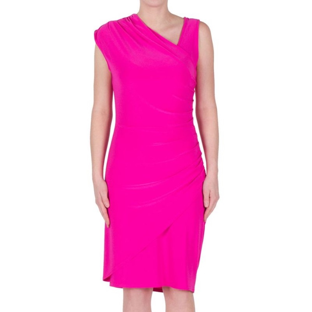 🆕 Joseph Ribkoff Electric Pink Ruched Dress, NWT, Size 6